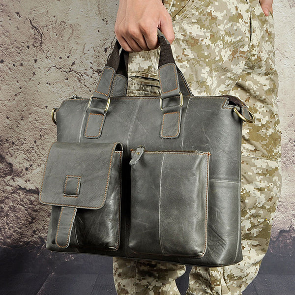 Vintage Leather Laptop Bags Business Bag Work Bag Mens Briefcases for Men - iwalletsmen