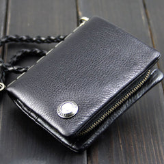 Handmade Leather Mens Chain Biker Wallet Cool Leather Wallet Bifold billfold Wallets