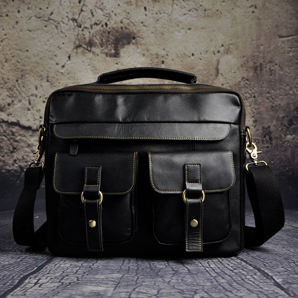 Vintage Leather Mens Briefcases Laptop Bags Business Bag Work Bag for Men - iwalletsmen
