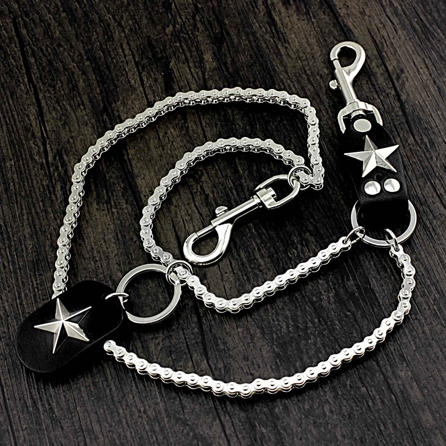 Star SILVER STAINLESS STEEL MENS Double CHAIN PANTS CHAIN WALLET CHAIN BIKER WALLET CHAIN FOR MEN - iwalletsmen