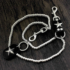 Star SILVER STAINLESS STEEL MENS Double CHAIN PANTS CHAIN WALLET CHAIN BIKER WALLET CHAIN FOR MEN - iwalletsmen