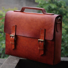 Cool Handmade Leather Mens Briefcase Business Laptop Briefcase for men - iwalletsmen