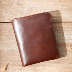 Cool Brown Leather Mens Small Wallets Bifold Black Vintage Slim billfold Wallet for Men - iwalletsmen