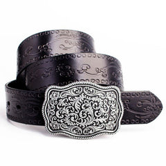 Handmade Genuine Leather Punk Rock Floral Mens Cool Men Biker Trucker Leather Belt