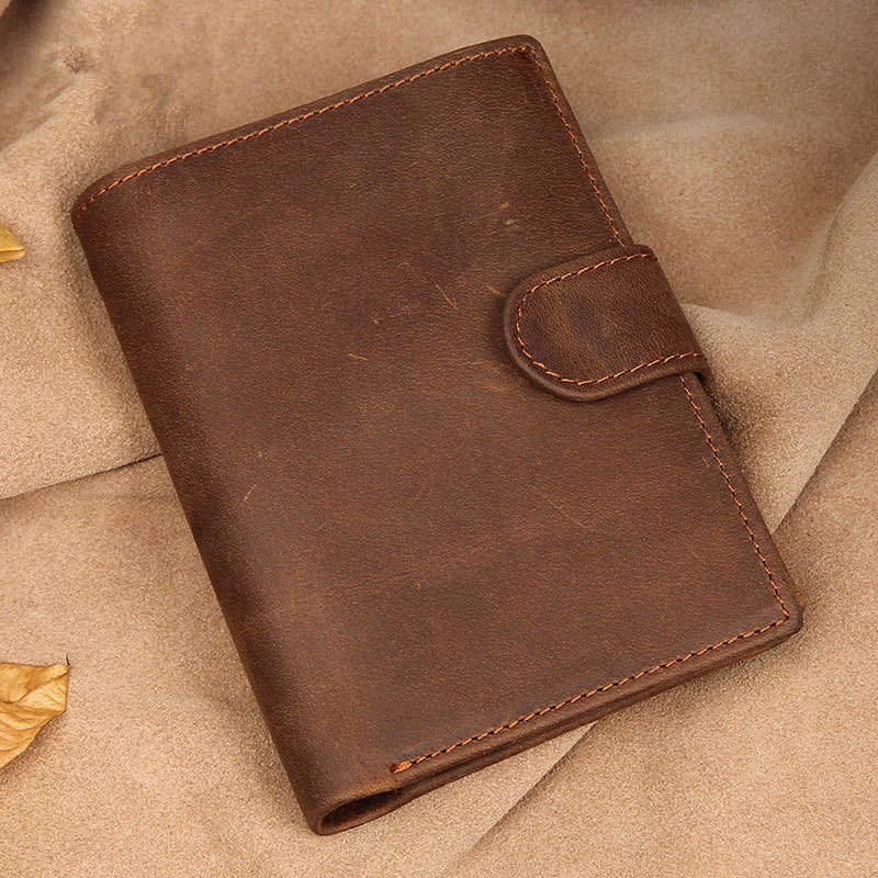 RFID Vintage Leather Men's Trifold Small Wallet Brown billfold Wallet For Men - iwalletsmen