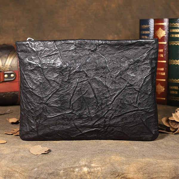 Handmade Leather Mens Black Cool Long Wallet Wirstlet Bag Ultra Thin Clutch Wallet for Men - iwalletsmen