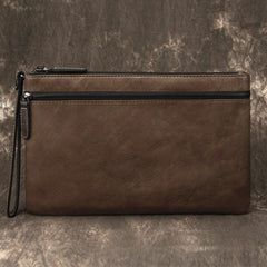 COOL MEN LEATHER ZIPPER LONG CLUTCH WALLETS ZIPPER VINTAGE Brown Envelope Bag FOR MEN - iwalletsmen