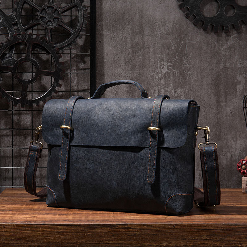 Cool Leather Mens 14inch Laptop Bag Briefcase Work Handbag Business Bag for Men - iwalletsmen
