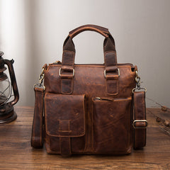 Cool Leather Mens Small Briefcase Handbag Business Handbag Shoulder Bag For Men - iwalletsmen