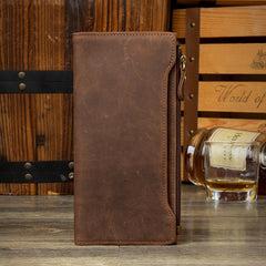 Brown Cool Mens long Wallet Wristlet Bag Clutch Bag Bifold Long Wallet Hand Bags for Men - iwalletsmen