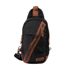 Black Canvas Sling Backpack Men's Sling Bag Green Chest Bag Canvas One shoulder Backpack For Men - iwalletsmen