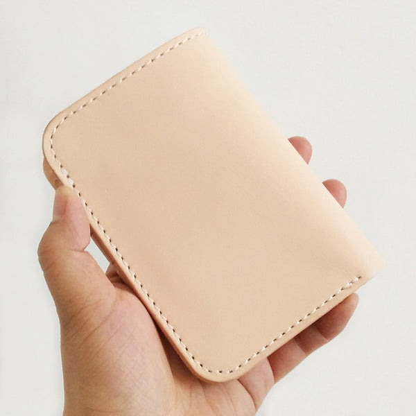 Handmade Mens Leather Vertical Beige Small billfold Wallet Slim Small Bifold Wallets for Men - iwalletsmen