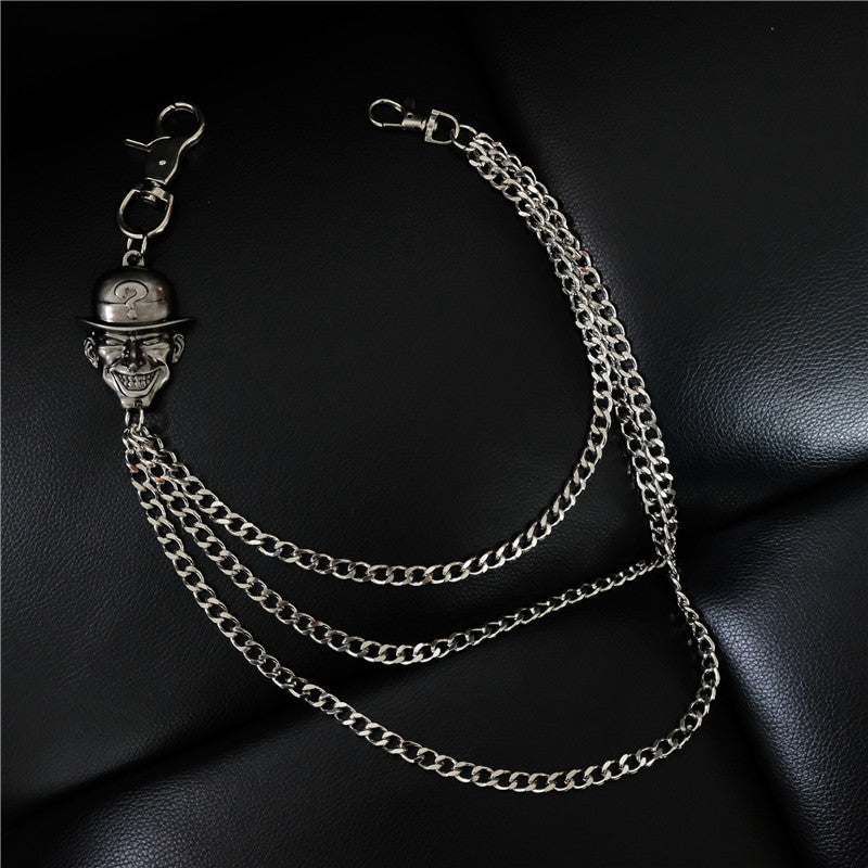 Badass Mens Smiley Face Head Stainless Key Chain Pants Chain Wallet Chain For Men - iwalletsmen