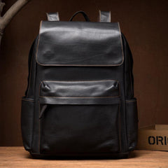 Brown Casual Mens Leather 15inches Computer Backpacks Black Travel Backpack College Backpacks for men - iwalletsmen