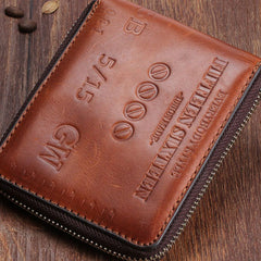 Handmade Mens Cool billfold Leather Wallet Men Small Wallets Bifold for Men