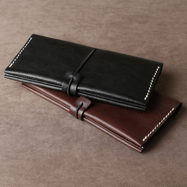 Genuine Leather Mens Cool Long Leather Wallet Cards Phone Bifold Clutch Wallet for Men