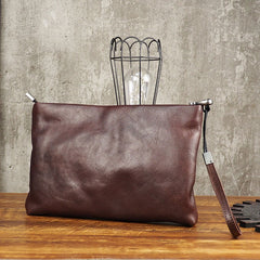 Cool Leather Mens Soft Leather Zipper Clutch Bag Wristlet Purse for Men - iwalletsmen