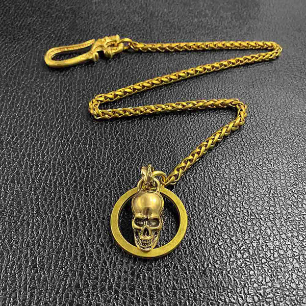 Cool Brass 18" Mens Skull Ring Key Chain Pants Chain Wallet Chain Motorcycle Wallet Chain for Men - iwalletsmen