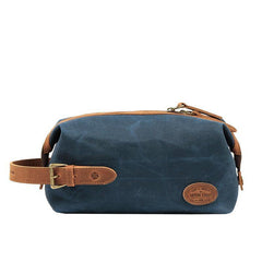 Waxed Canvas Leather Men's Clutch Purse Navy Blue Casual Clutch Bag Hand Bag For Men - iwalletsmen