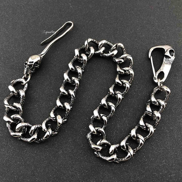 Badass Skull STAINLESS STEEL Mens Wallet Chain Biker Wallet Chain Pants Chain For Men - iwalletsmen