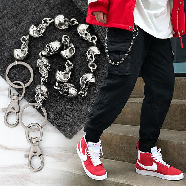 Cool Men's Skull Silver Jeans Chain Jean Chain Long Biker Wallet Chain Pants Chain For Men - iwalletsmen