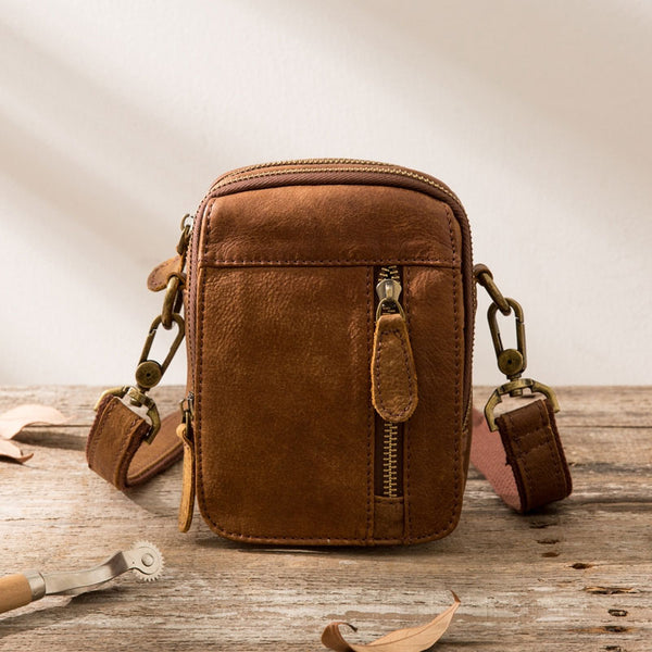 Leather Belt Pouch Belt Cases Mens Waist Bag Small Shoulder Bag for Men - iwalletsmen