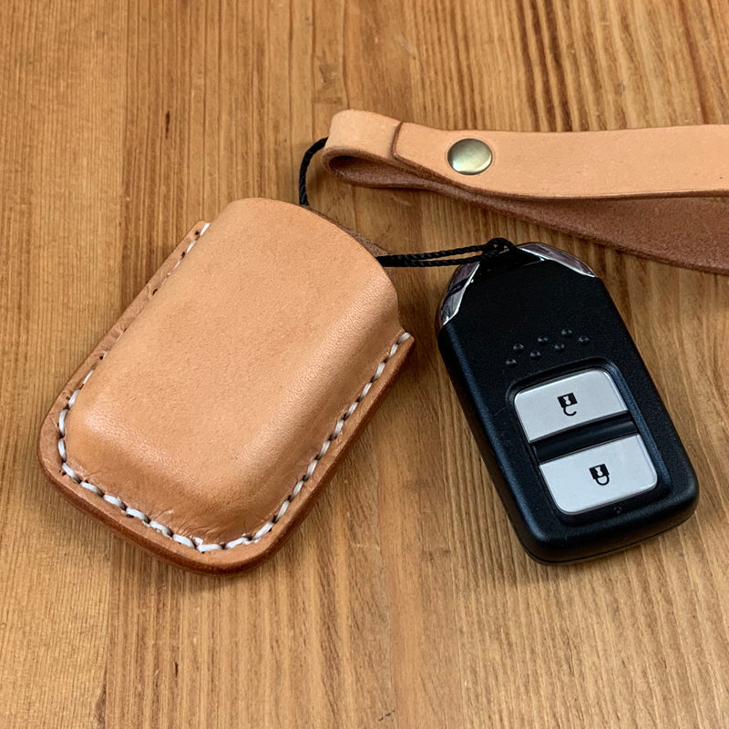 Handmade Beige Leather Mens Honda CR-V Odyssey Car Key Case Car Key Holder with Belt Loop/Belt Clip - iwalletsmen