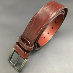 Handmade Cool Dark Red Brown Leather Mens Belt Light Red Brown Leather Belt for Men - iwalletsmen