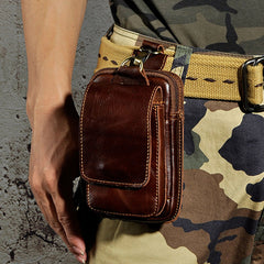 Small Mens Leather Belt Pouch Holster Belt Case Cell Phone Waist Pouch for Men - iwalletsmen