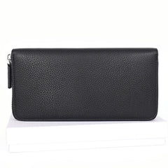 Black Mens Leather Zipper Long Wallet Phone Long Bifold Wallet for Men - iwalletsmen