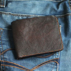 Cool Distressed Brown Leather Mens SMall Wallet billfold Wallet Bifold Front Pocket Wallet For Men - iwalletsmen
