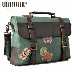 Mens Canvas Leather Cool Side Bag Messenger Bag Canvas Handbag for Men - iwalletsmen