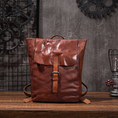 Black Brown Cool Mens Leather Backpack Travel Backpacks Leather Hiking Backpack for Men - iwalletsmen