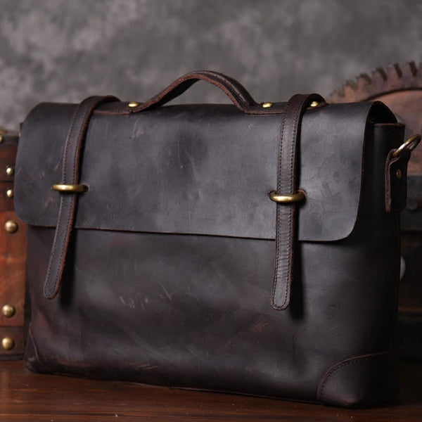 Genuine Leather Mens Cool Messenger Bag Briefcase Work Bag Business Bag for men