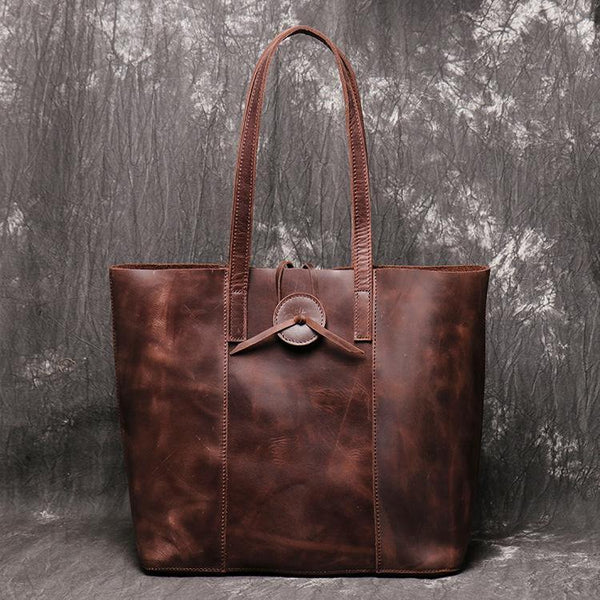 Vintage Mens Womens Leather Large Tote Handbag Shoulder Tote Purse Tote Bag For Men - iwalletsmen