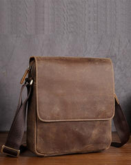 Leather Mens Brown Cool Messenger Bag Vintage Shoulder Bags For Men - iwalletsmen
