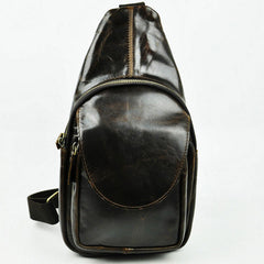Vintage Leather Mens Sling Bag One Shoulder Backpack Chest Bag Sling Backpack for men - iwalletsmen