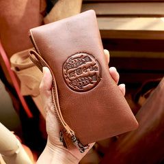 Vintage Black Leather Mens Phone Wallet Clutch Bag Wristlet Bag Zipper Long Wallet For Men - iwalletsmen