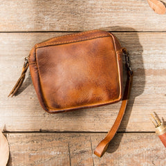 Brown Leather Mens Small Key Case Black Key Holder Coin Purse Card Holder For Men - iwalletsmen