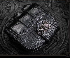 Handmade Leather Small Tooled Mens billfold Wallet Cool Chain Wallet Biker Wallet for Men