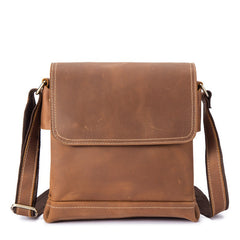 Black Vertical Messenger Bag Mens 10 inches Leather Side bag Vertical Courier Bag For Men