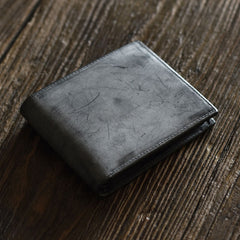 Genuine Leather Mens Cool billfold Leather Wallet Men Small Wallets Bifold for Men