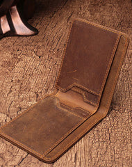 Simple Vintage Mens Leather Small Wallet Bifold billfold Wallet for Men - iwalletsmen
