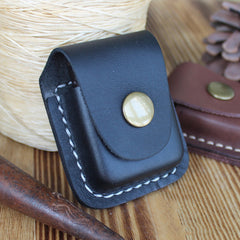 Black Leather Mens Standard Zippo Lighter Case Handmade Zippo Lighter Holder with Belt Loop - iwalletsmen