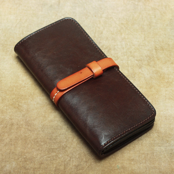 Vintage Leather Men's Bifold Long Wallet Black Brown Blue Long Wallet For Men - iwalletsmen