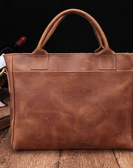 Cool Brown Leather Mens Vintage Small Briefcase Work Bag Shoulder Bag For Men - iwalletsmen