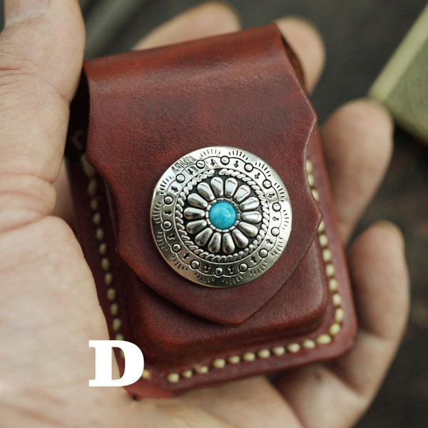 Cool Brown Leather Mens Holster Zippo Lighter Case Standard Zippo Lighter Holder with Belt Clip For Men - iwalletsmen