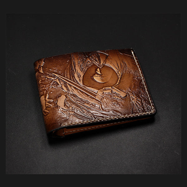 Handmade Leather Tooled Assassin's Creed Mens billfold Wallet Cool Leather Wallet Slim Wallet for Men