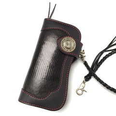 Handmade Leather Biker Wallet Mens Cool Chain Wallet Trucker Wallet with Chain