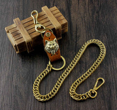 Cool Wolf Brass Mens wallet Chain Wolf Biker Chain Wallet Pants Chain For Men - iwalletsmen